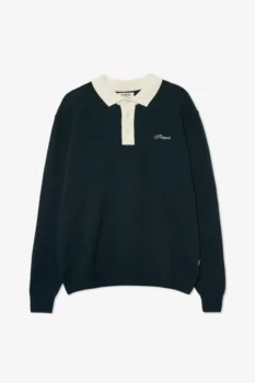 Pull polo vert en laine