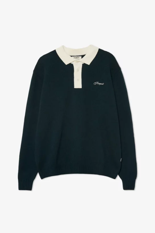 Pull Polo Vert En Laine