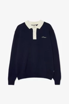 Pull polo bleu en laine