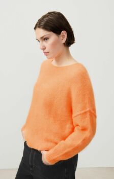 Pull laine boule yanbay orange fluo